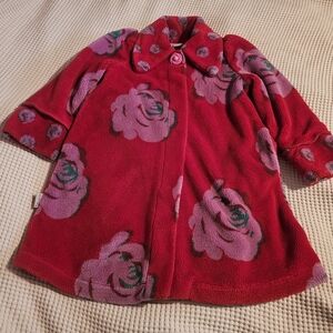 Cozy Red Floral Kids Cape